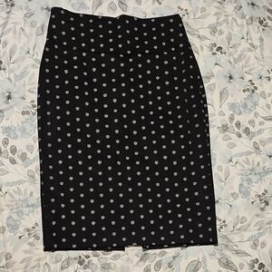 Express Black Pencil Skirt with White Dot Print